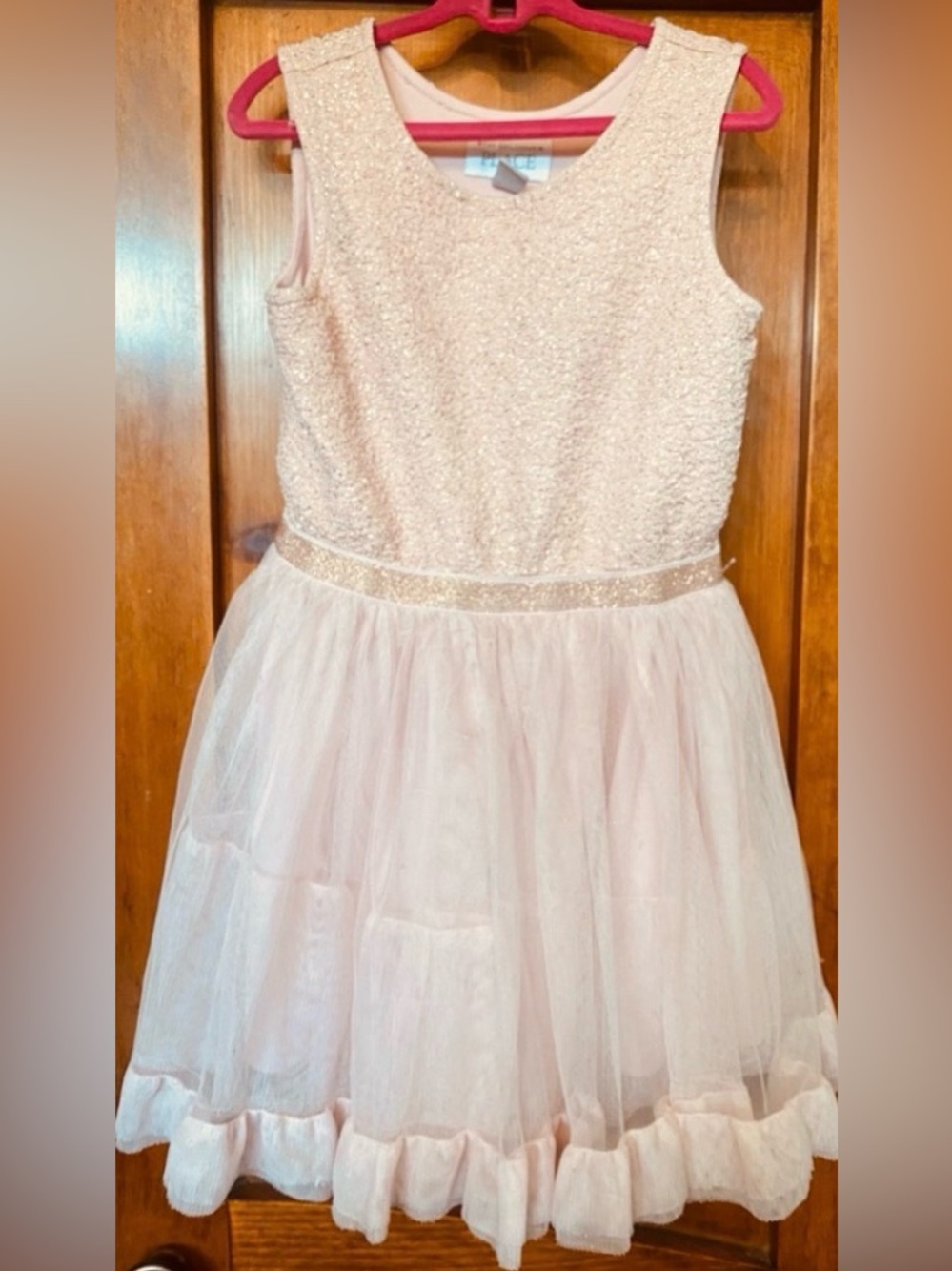 CHILDREN’S PLACE- PINK AND TULLE SPARKLY DRESS - PICTURE DAY AND HOLIDAY DRESS